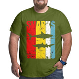Vintage Ocean Shark Mother And Child Big Size Men's T-shirt