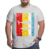 Vintage Ocean Shark Mother And Child Big Size Men's T-shirt