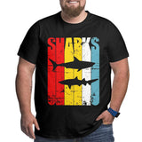 Vintage Ocean Shark Mother And Child Big Size Men's T-shirt